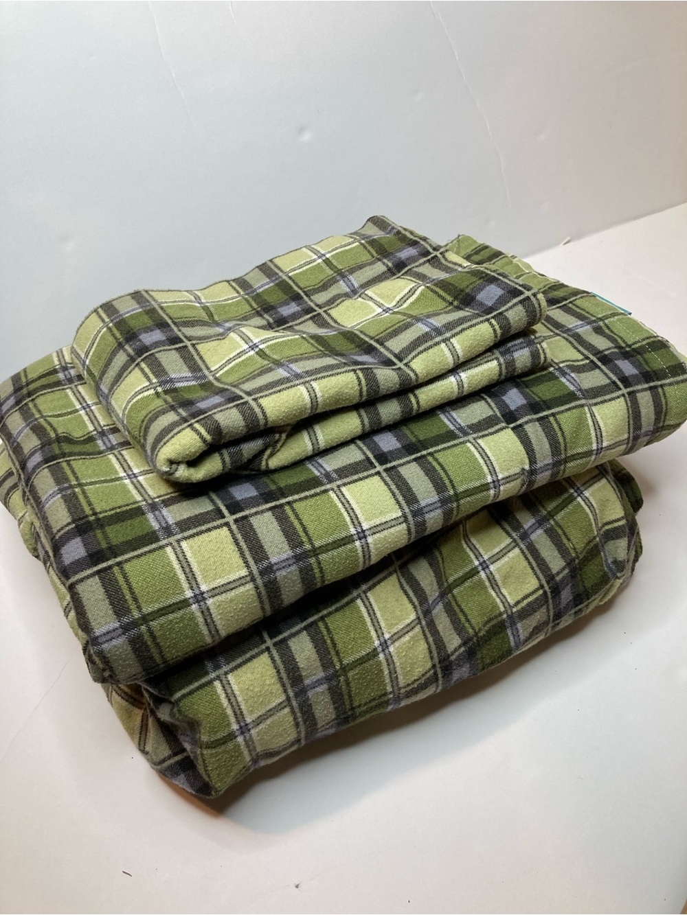 Green Plaid Fleece Sheets Twin - Cozy Home Bedding set of two